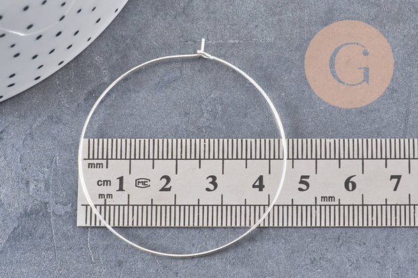 Anneaux créoles argentées 45mm, x20 (G10760)