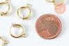 Anneaux créoles dorés pour oreilles non percées 15.5mm, création boucles, la paire (G6355)