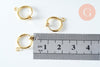Anneaux créoles dorés pour oreilles non percées 15.5mm, création boucles, la paire (G6355)