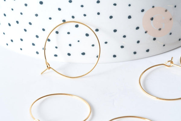 Anneaux créoles en acier 304 doré inoxydable IP 25mm, x20 ou x50 (G7702)