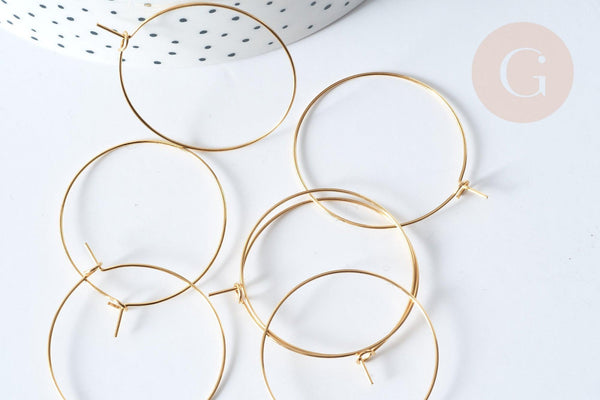 Anneaux créoles en acier 304 doré inoxydable IP 35mm, x20-50 (G7705)