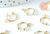 Anneaux créoles en laiton doré 18K pour oreilles non percées 15.5mm la paire (G6356)