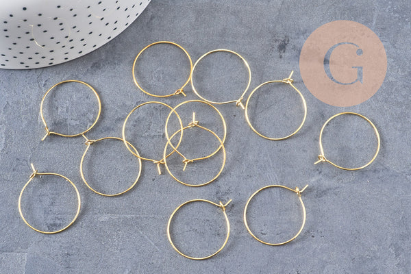 Anneaux créoles laiton doré 25mm, x 20-50-100 (G0973)