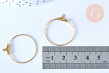 Anneaux créoles dorés 30x25mm, boucles oreilles, x10 (G6787)
