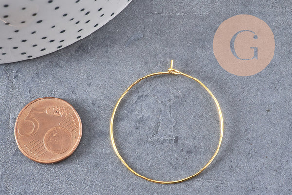 Anneaux créoles laiton doré 35mm,boucles oreilles x 20-50 (G1332)