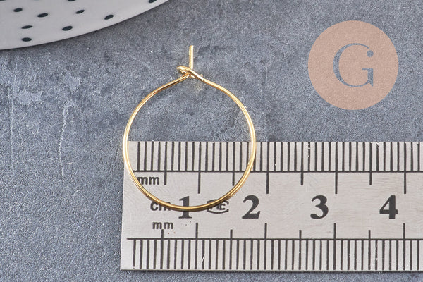 Anneaux créoles laiton doré sans cadmium 20mm, x20-50 (G0200)