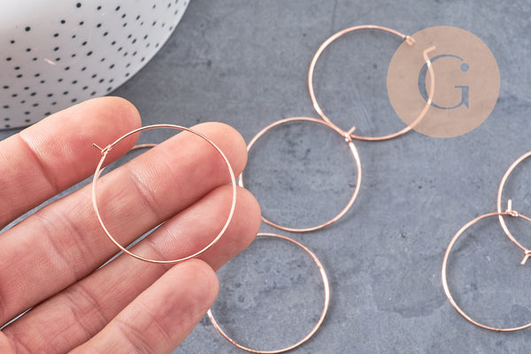 Anneaux créoles laiton or rose 35mm, x10 (G6991)