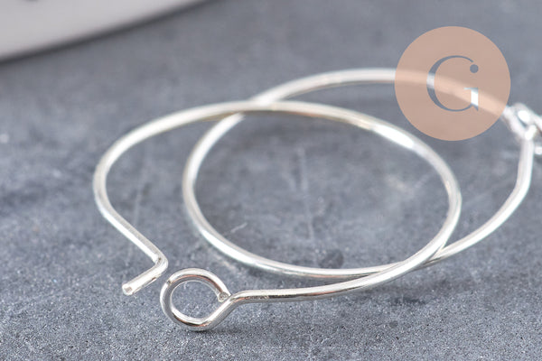 Anneaux créoles métal argenté 20mm, x20-50-100 (G0648)