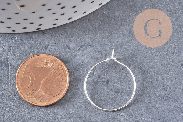 Anneaux créoles métal argenté 20mm, x20-50-100 (G0648)