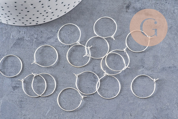 Anneaux créoles métal argenté 20mm, x20-50-100 (G0648)