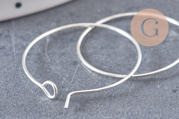 Anneaux créoles métal argenté 25mm, x 20 (G0083)