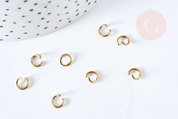 Anneaux de jonction acier IP 304 inoxydable doré 6x1mm, x50 (G8478)