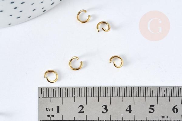 Anneaux de jonction acier IP 304 inoxydable doré 6x1mm, x50 (G8478)