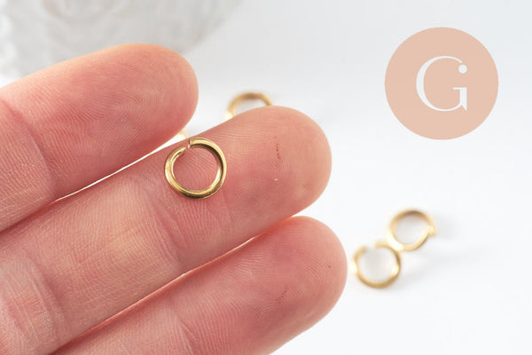 Anneaux de jonction acier IP 304 inoxydable doré 9x1mm, x50 (16.1gr) (G10007)