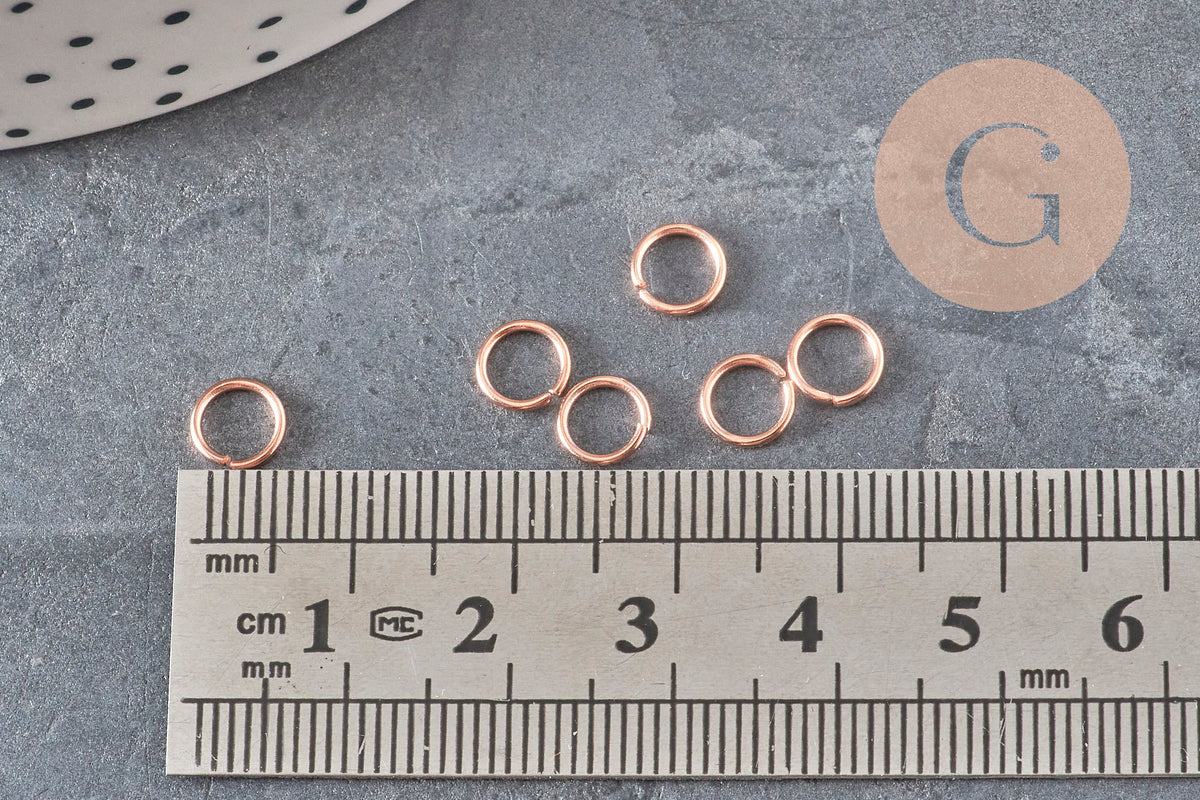 Anneaux de jonction acier IP 304 inoxydable or rose 6x0.8mm, x50-Anneaux-Gingerlily Perles