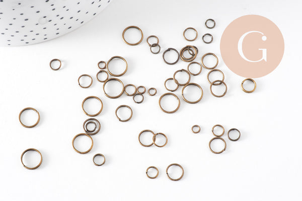 Anneaux de jonction bronze tailles différentes x10 grammes (G5148)
