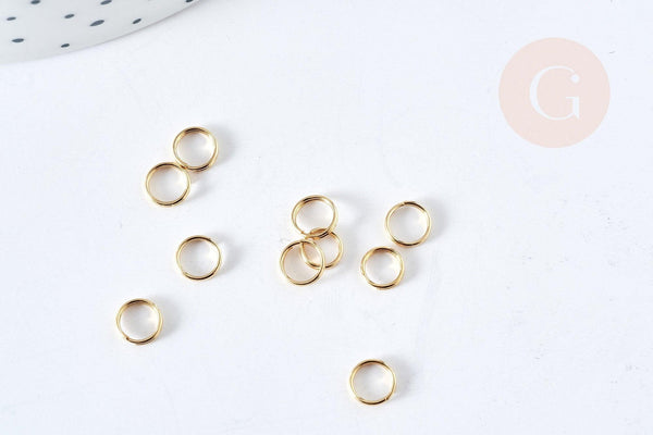 Anneaux de jonction doublé acier 304 inoxydable doré 5x1mm, x2gr (G8481)