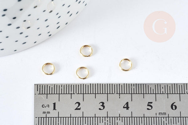 Anneaux de jonction doublé acier 304 inoxydable doré 5x1mm, x2gr (G8481)