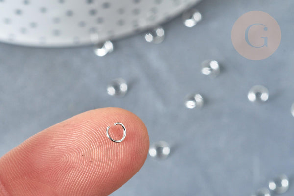 Anneaux de jonction ronds acier 304 platine inoxydable 4mm, x1gr (G9145)