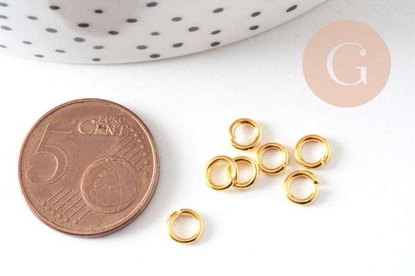 Anneaux de jonction ronds ouverts fer doré 5mm, x100 (G3401)