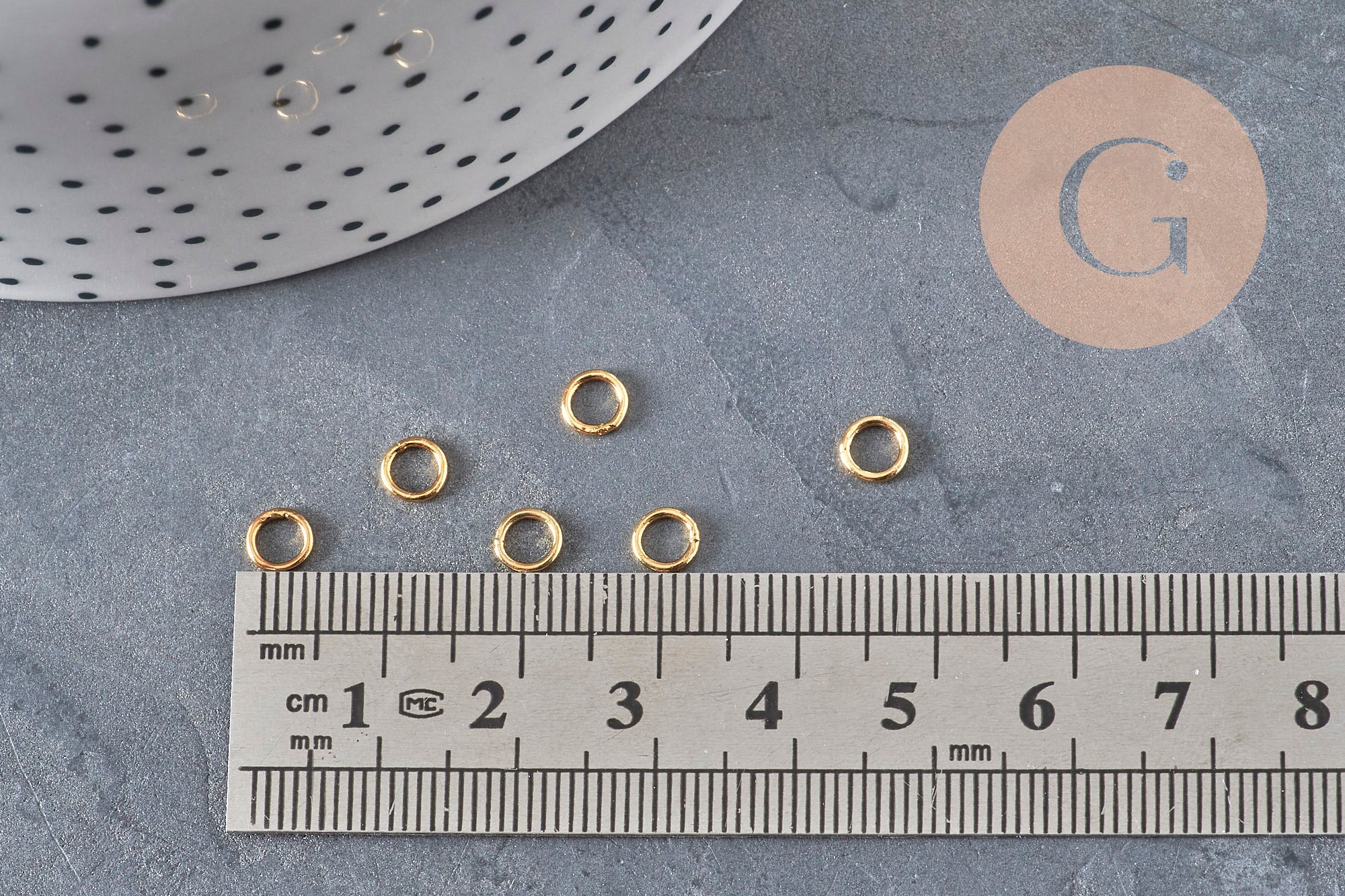 Anillas cerradas redondas de acero inoxidable 304 dorado de 5mm/0.8mm, x10 VÁLIDO