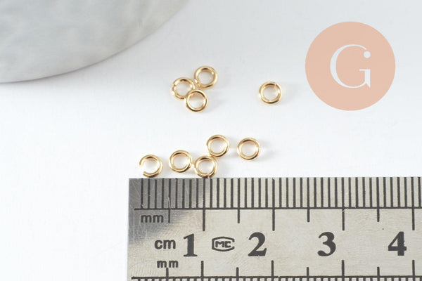 Anneaux ouverts ronds laiton doré 24K 3.5x0.8mm, x50 (G9894)