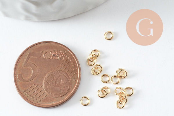 Anneaux ouverts ronds laiton doré 24K 3x0.6mm, x50 (G9892)