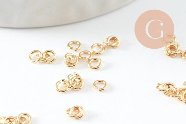Anneaux ouverts ronds laiton doré 24K 3x0.6mm, x50 (G9892)