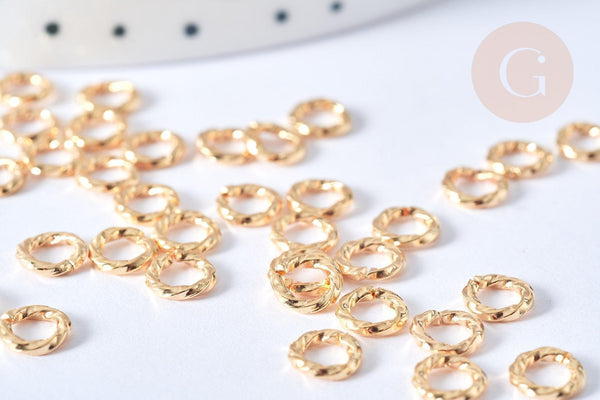 Anneaux ouverts torsadés ronds laiton doré 6mm, x20 (G7915)