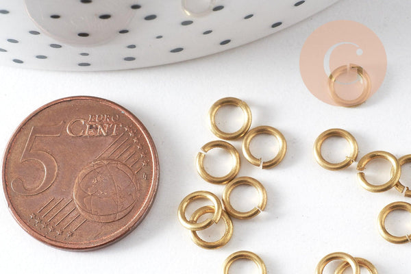 Anneaux rond ronds ouvert laiton brut 6mm, x100 (G0617)