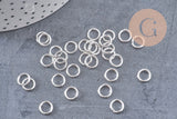 Anneaux ronds acier 304 inoxydable argenté 8mm x 1.2mm, x 50 anneaux (G10860)
