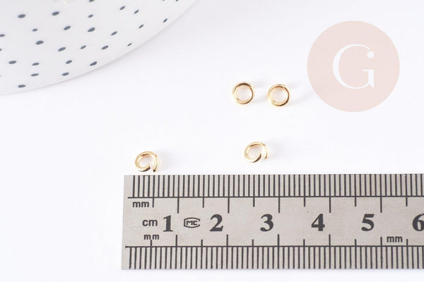 Anneaux ronds acier 304 inoxydable doré 5mm, x10 ou x50 (G2956)