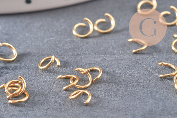 Anneaux ronds acier 304 inoxydable doré 5mmx0.7mm, x10 ou x50 (G3239)