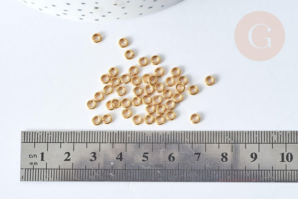 Anneaux ronds acier 304 inoxydable doré IP 4mm x 50 anneaux (G7710)