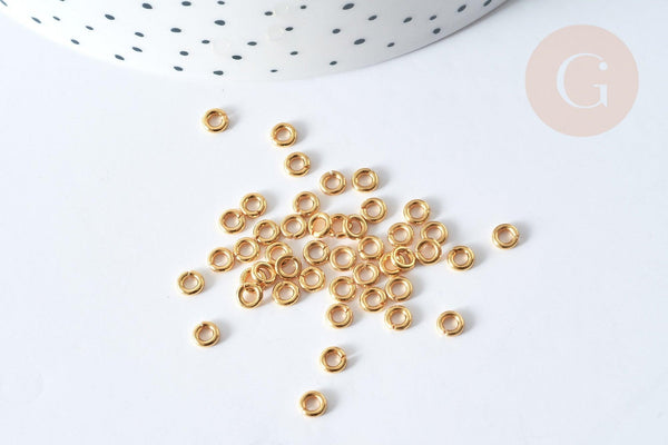 Anneaux ronds acier 304 inoxydable doré IP 4mm x 50 anneaux (G7710)