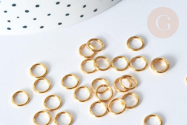 Anneaux ronds acier 304 inoxydable doré IP 7mm x50 (G7706)