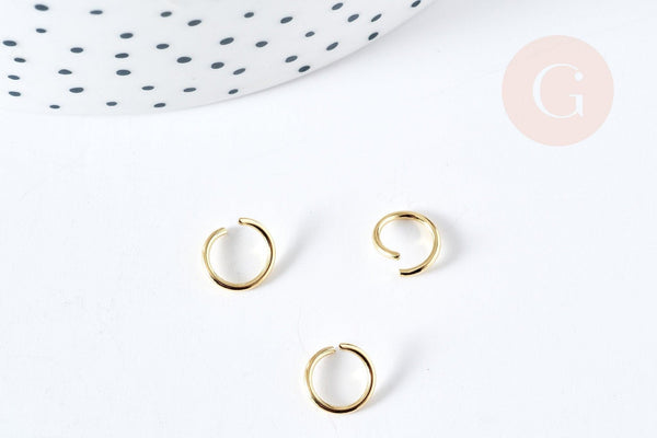 Anneaux ronds acier doré inoxydable 8mm, x10 ou x50 (G2981)