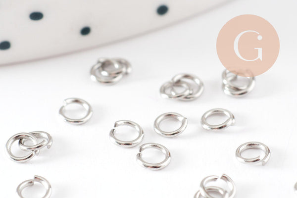 Anneaux ronds acier inoxydable platine 3.5mm, x5g (G9318)