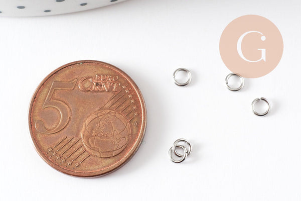 Anneaux ronds acier inoxydable platine 3.5mm, x5g (G9318)