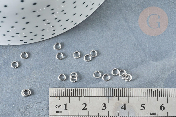 Anneaux ronds acier inoxydable platine 4mm, x2gr (G8188)