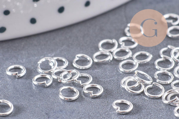 Anneaux ronds argentés 4mm, x100 (G0823)