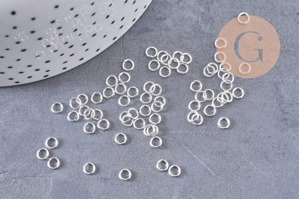 Anneaux ronds argentés 4mm, x100 (G0823)