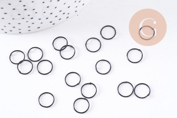 Anneaux ronds fer noir ouverts 10mm, x20 (1.9gr) (G2502)
