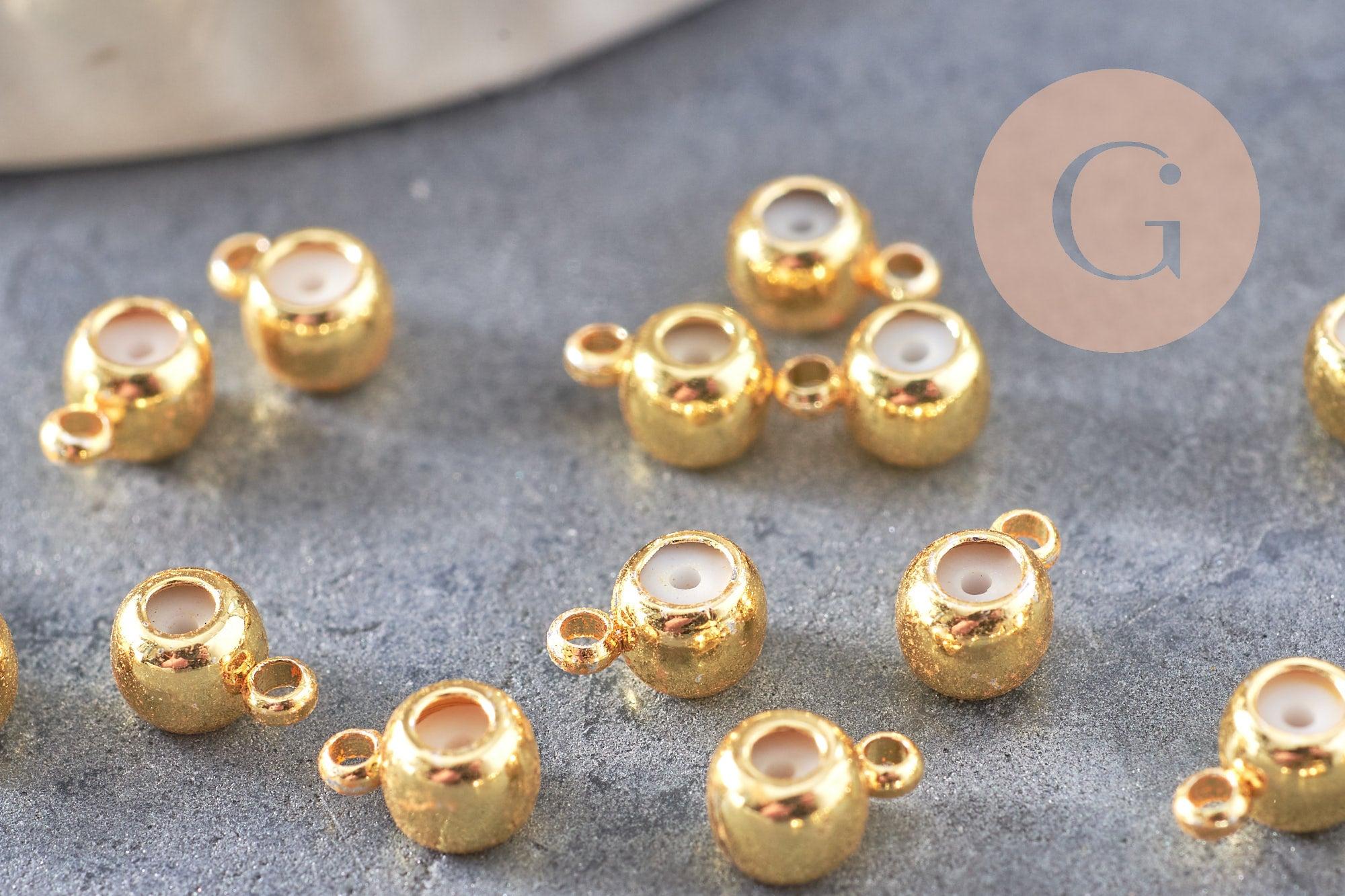 Attache bélière cahoutchouc pour pendentif laiton doré 6x4mm, x5 (G10401)