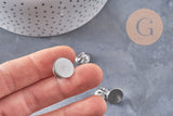 Attache et support pour pin's acier inoxydable platine 14mm, x5 (G10962)