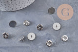Attache et support pour pin's acier inoxydable platine 14mm, x5 (G10962)