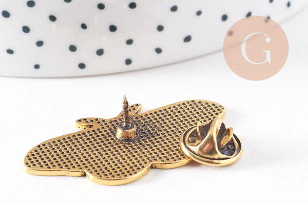 Attache pour pin's acier inoxydable IP 304 doré 11.5mm, x5 (G10119)