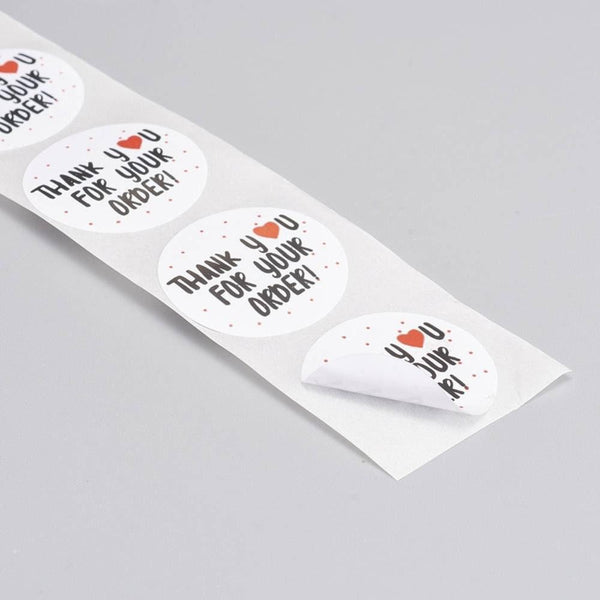 Autocollant THANK YOU FOR YOUR ORDER cœur 25mm, x500 (G5118)