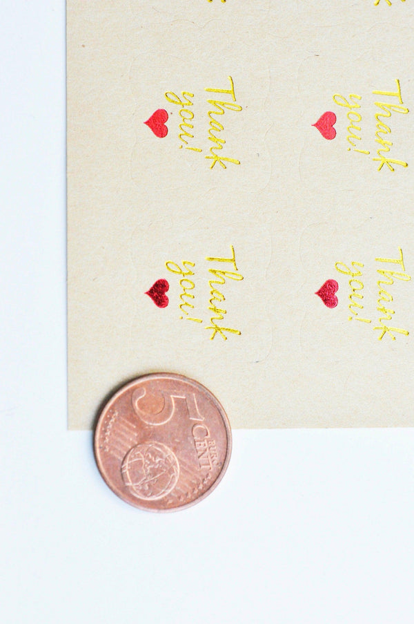 Autocollants Merci kraft et or 23mm, x20 (G6523)