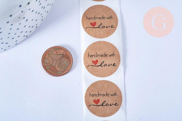 Autocollants kraft LOVE 25mm, x500 (G2909)